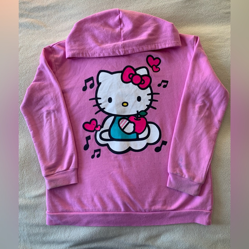 Hello Kitty by Sanrio Girls XL (14-16) Pink Pullover Hoodie Fleece Long Sleeve